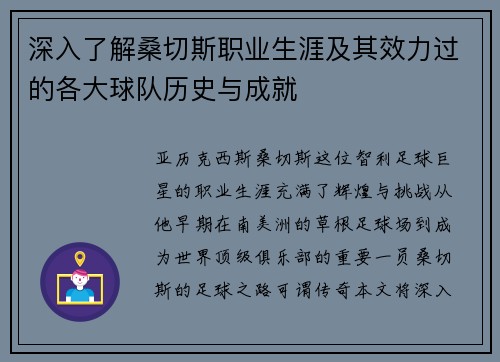 深入了解桑切斯职业生涯及其效力过的各大球队历史与成就