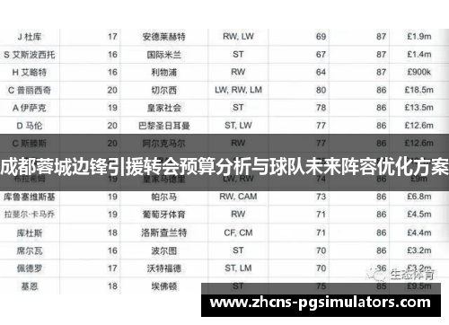 成都蓉城边锋引援转会预算分析与球队未来阵容优化方案